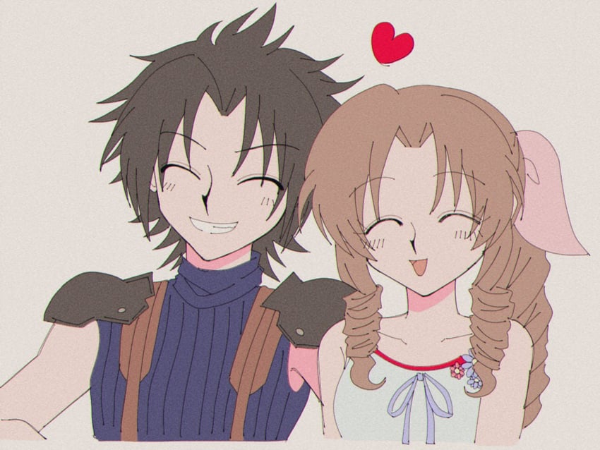 aerith gainsborough and zack fair (final fantasy and 2 more) drawn by rin_megu