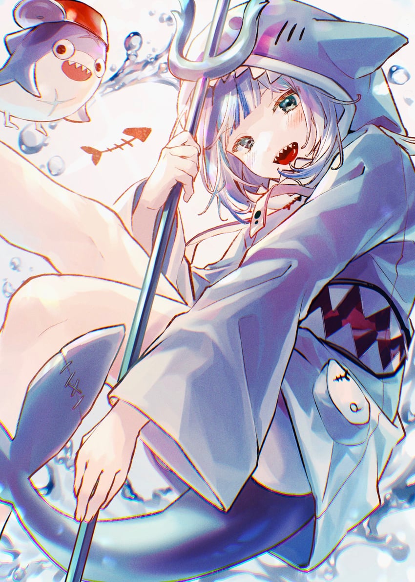 gawr gura and bloop (hololive and 1 more) drawn by sainome_(imveryfinethx)