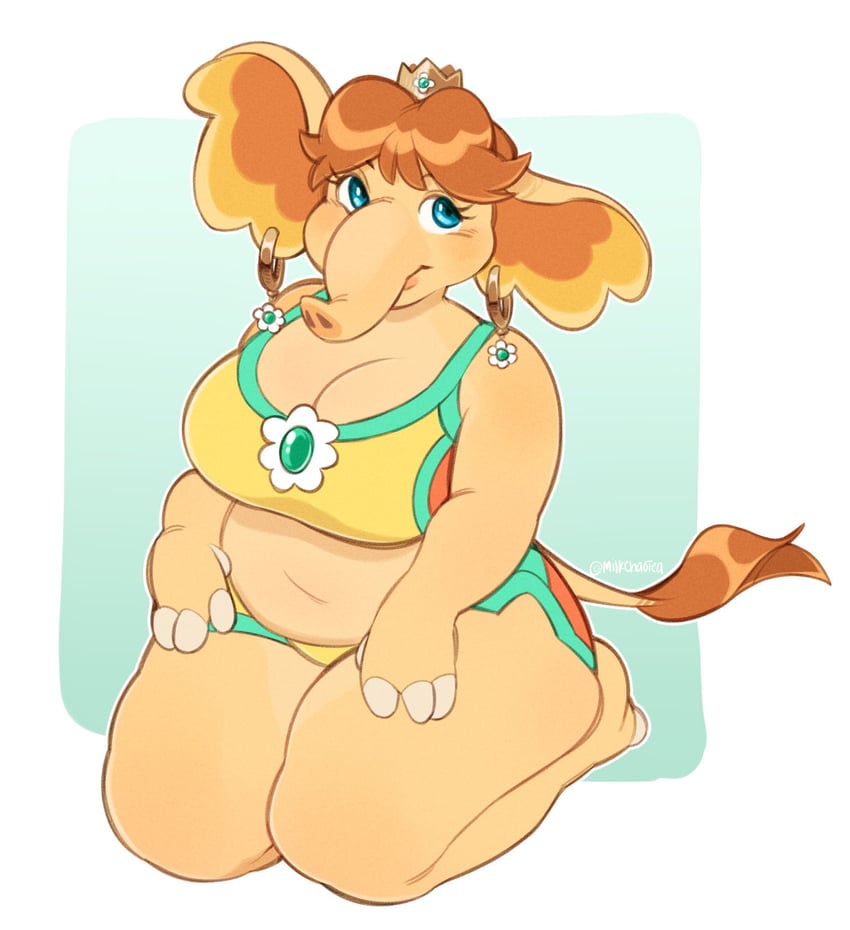 princess daisy and elephant daisy (mario and 3 more) drawn by kaijumilk_(milkchaotea)