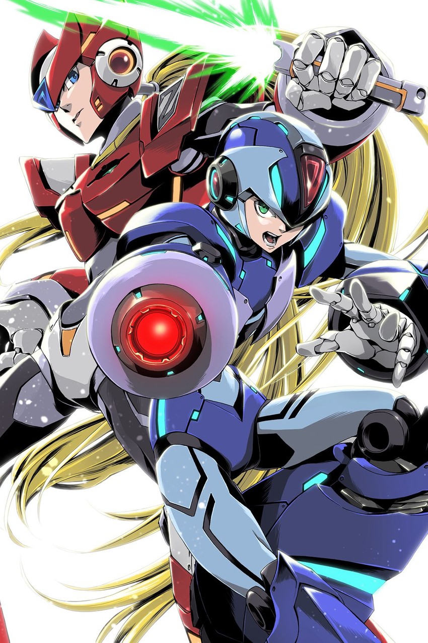 zero and x (mega man and 1 more) drawn by fujino_yuuki