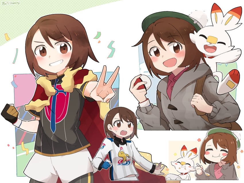 gloria and scorbunny (pokemon and 1 more) drawn by gyaheung