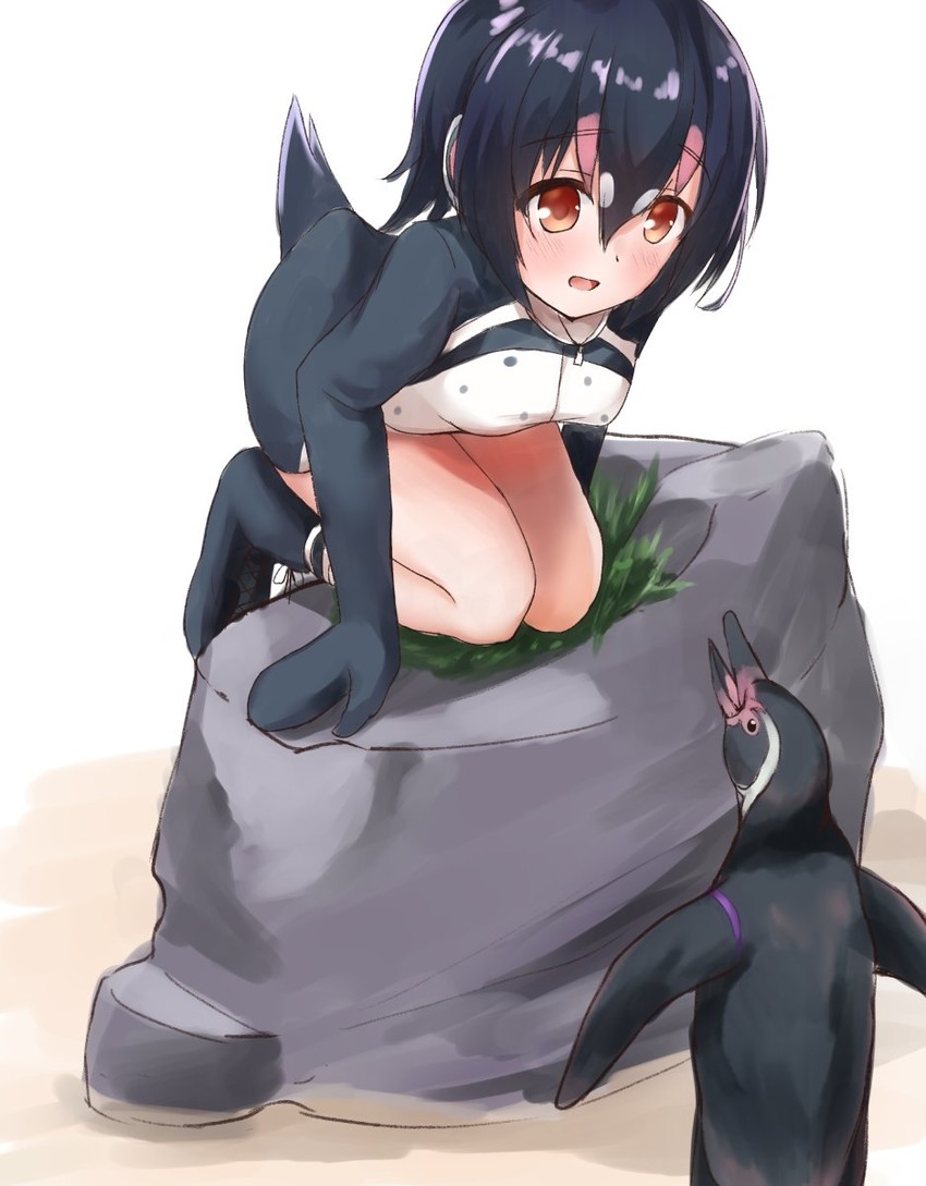 humboldt penguin and grape-kun (kemono friends) drawn by akabane_hibame