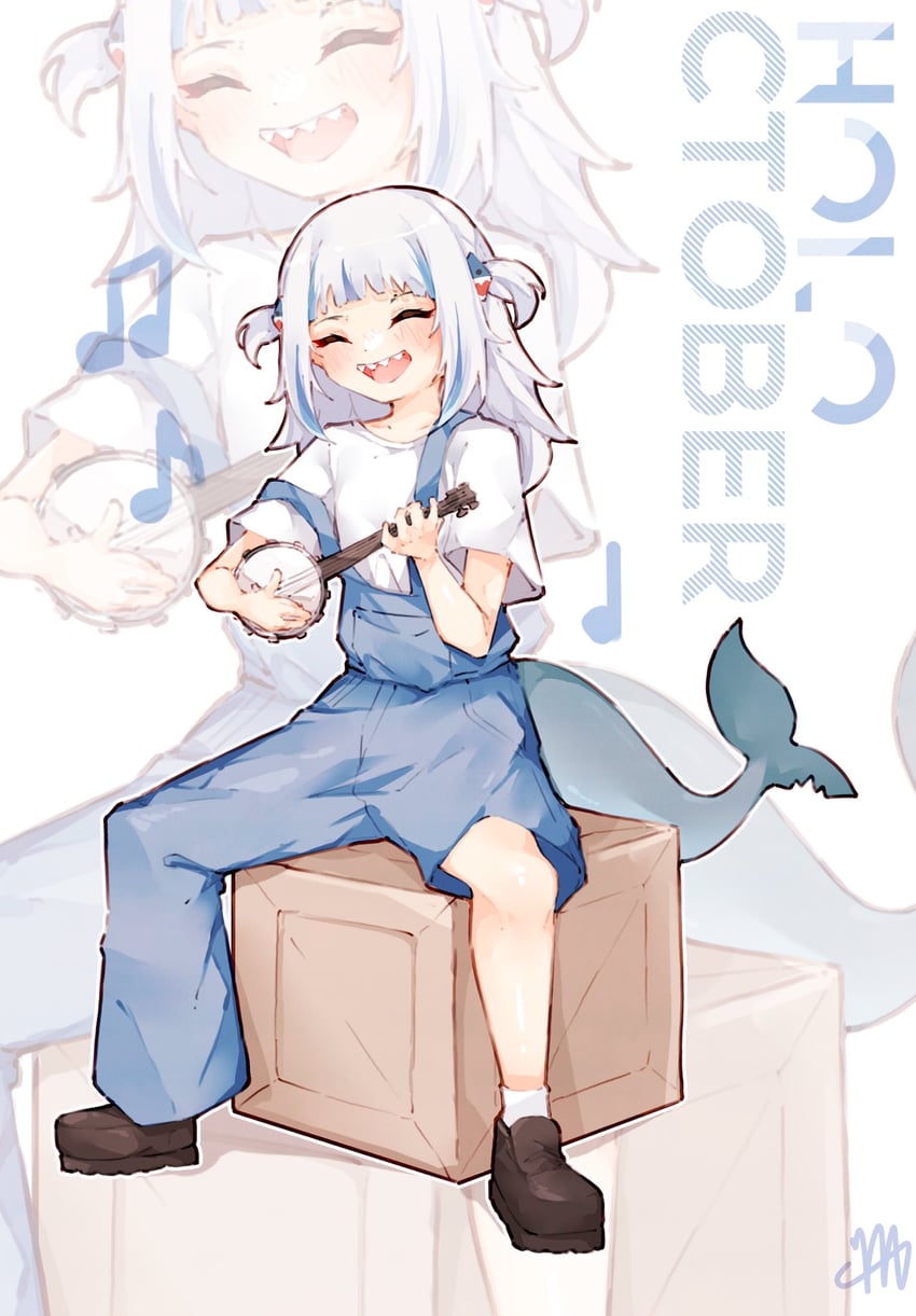 gawr gura (hololive and 1 more) drawn by ma_draws