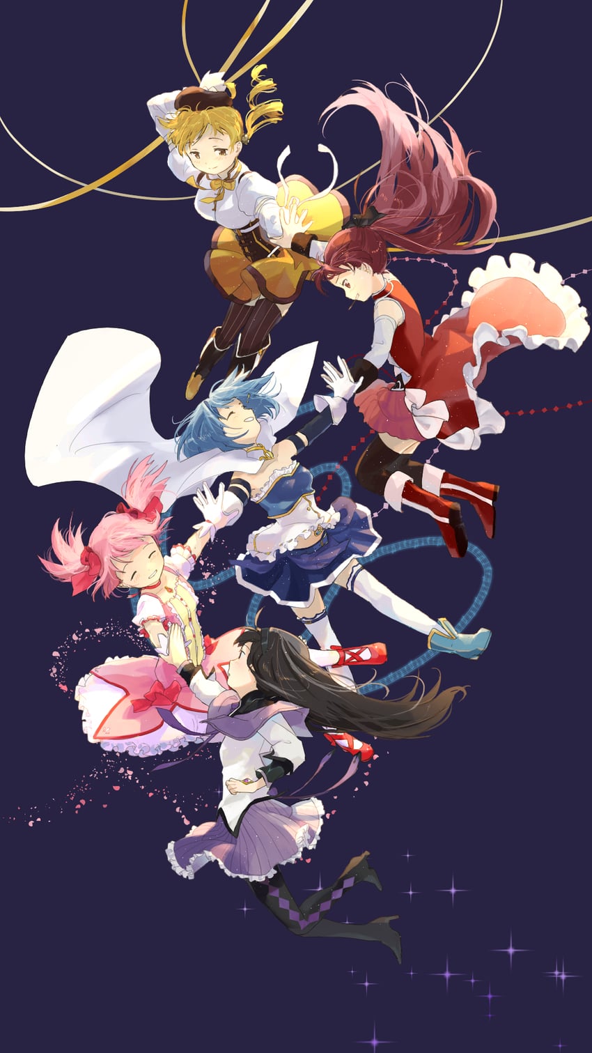 akemi homura, kaname madoka, miki sayaka, sakura kyoko, and tomoe mami (mahou shoujo madoka magica) drawn by un_nm5sy