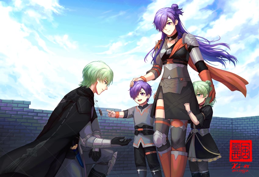 male byleth and female shez (fire emblem and 2 more) drawn by rezzyfa