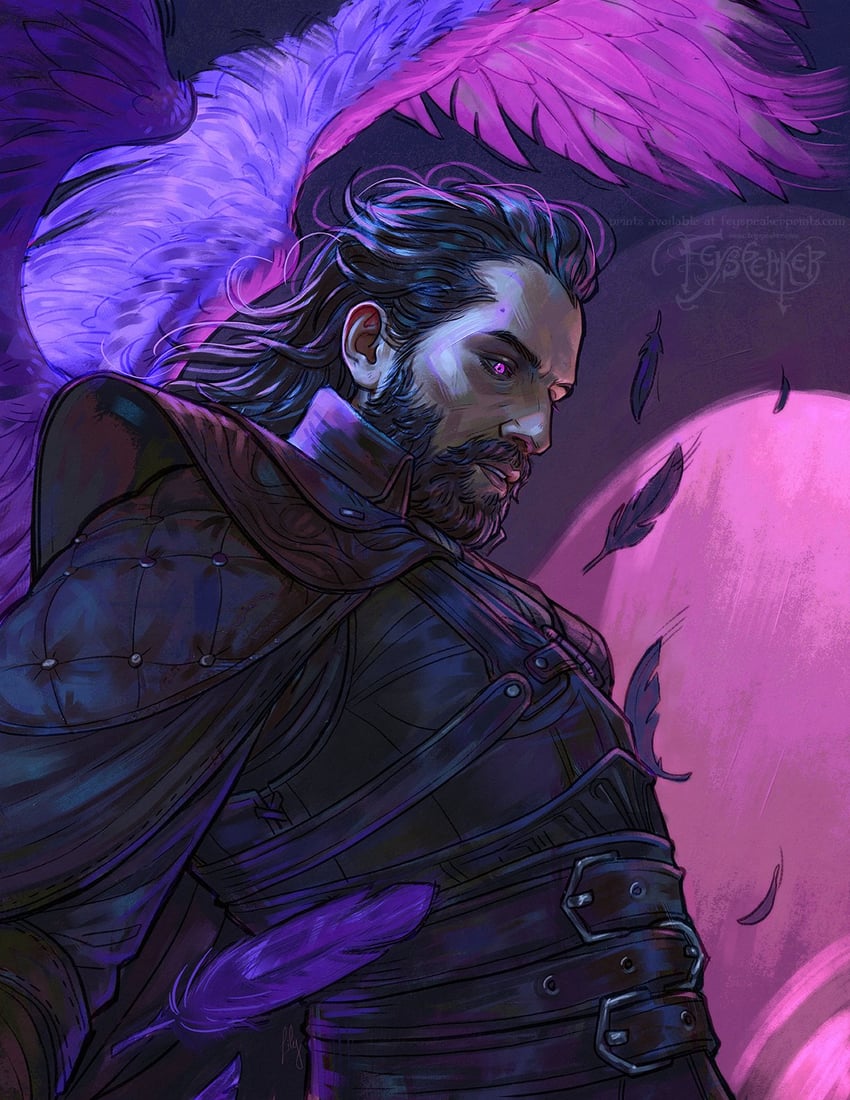 lucanis dellamorte (dragon age and 1 more) drawn by feyspeaker