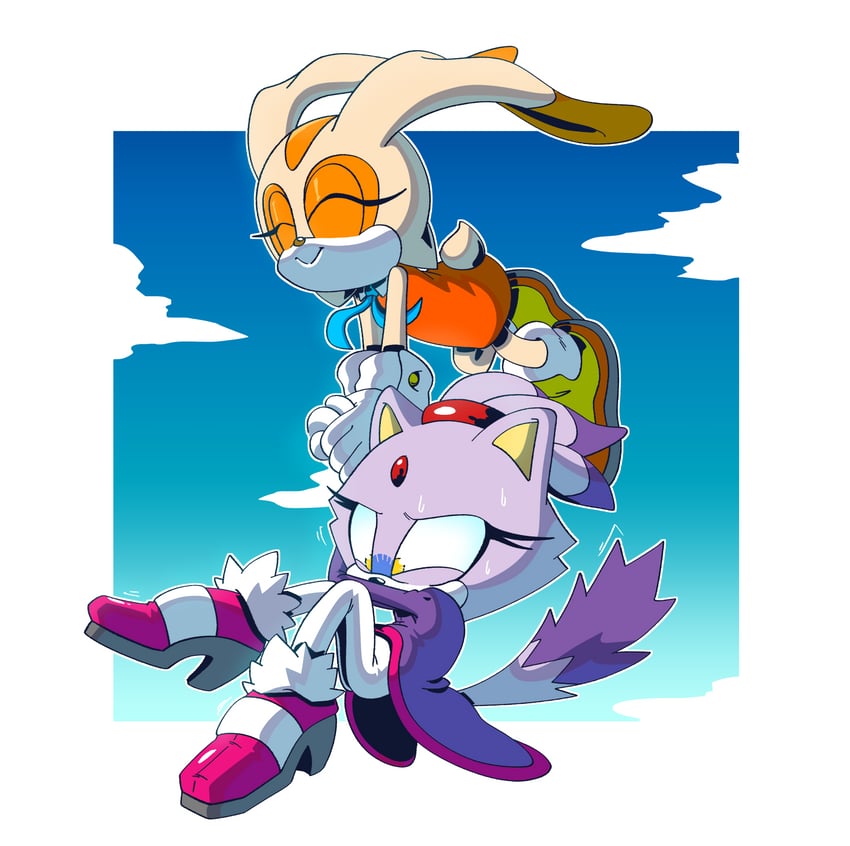 blaze the cat and cream the rabbit (sonic and 1 more) drawn by novika