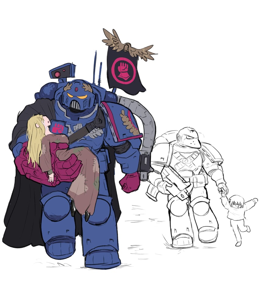 adeptus astartes and crimson fists (warhammer 40k) drawn by japvs