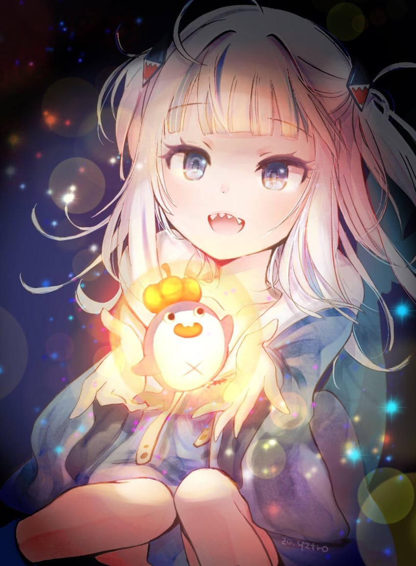 gawr gura and bloop (hololive and 1 more) drawn by toro_astro