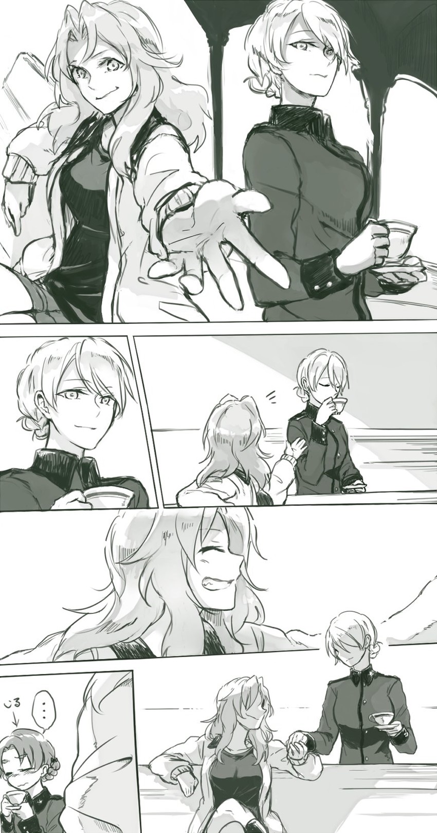 darjeeling, kay, and orange pekoe (girls und panzer) drawn by yuuyu_(777)