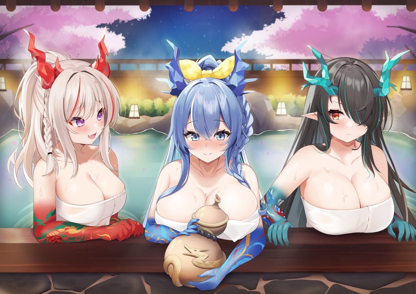dusk, nian, and ling (arknights) drawn by elegant_(sumisumi4268)