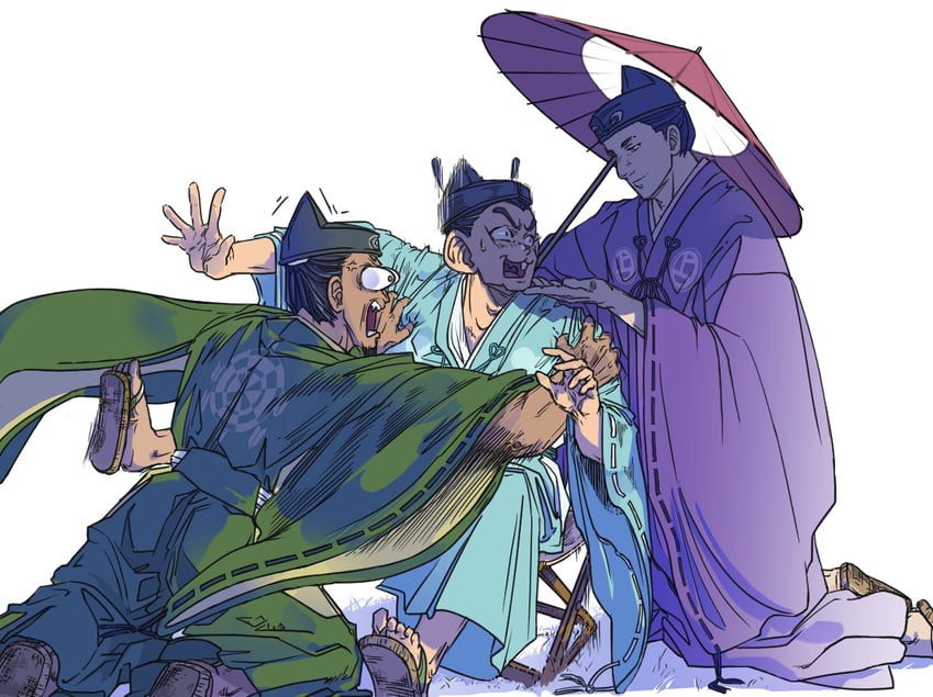 ogasawara sadamune, ichikawa sukefusa, and murakami nobusada (nige jouzu no wakagimi) drawn by kaptiastra