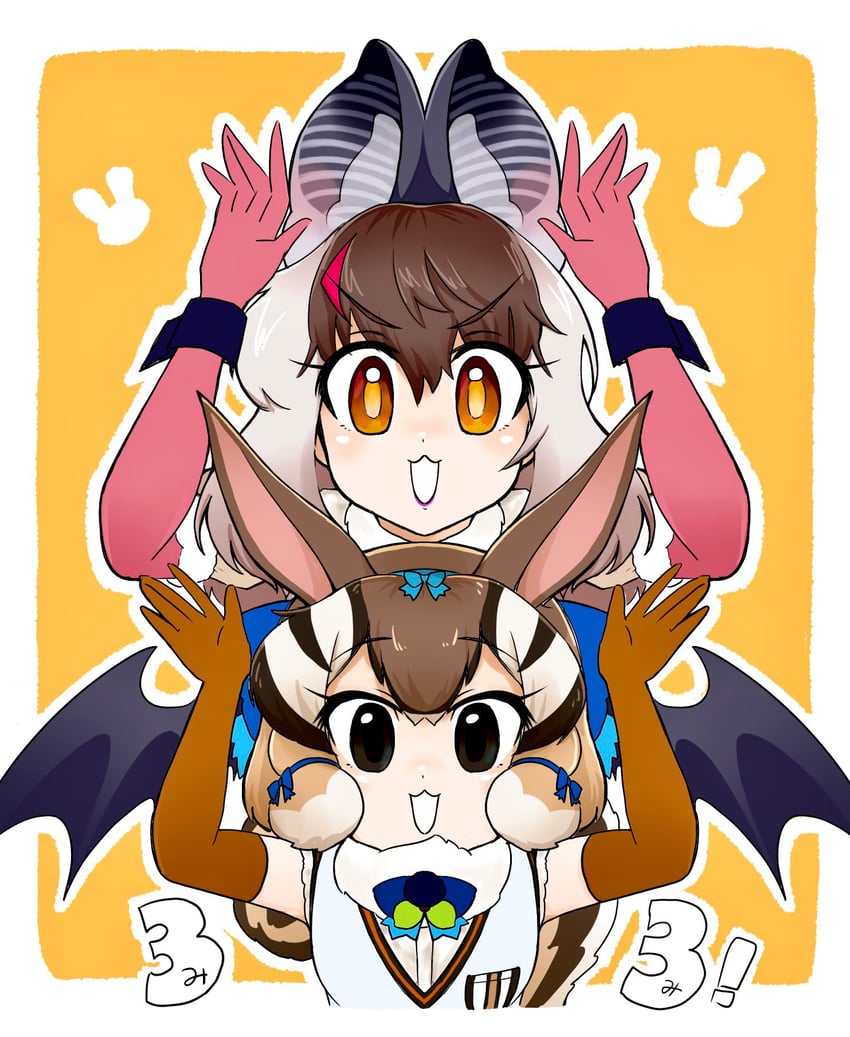 brown long-eared bat and siberian chipmunk (kemono friends and 1 more) drawn by tomatokomainu
