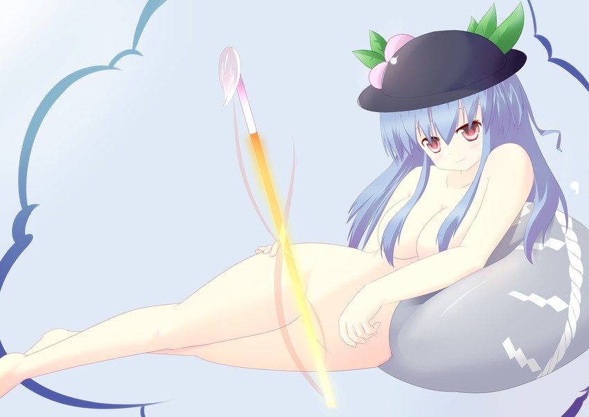 hinanawi tenshi (touhou) drawn by mazeshi