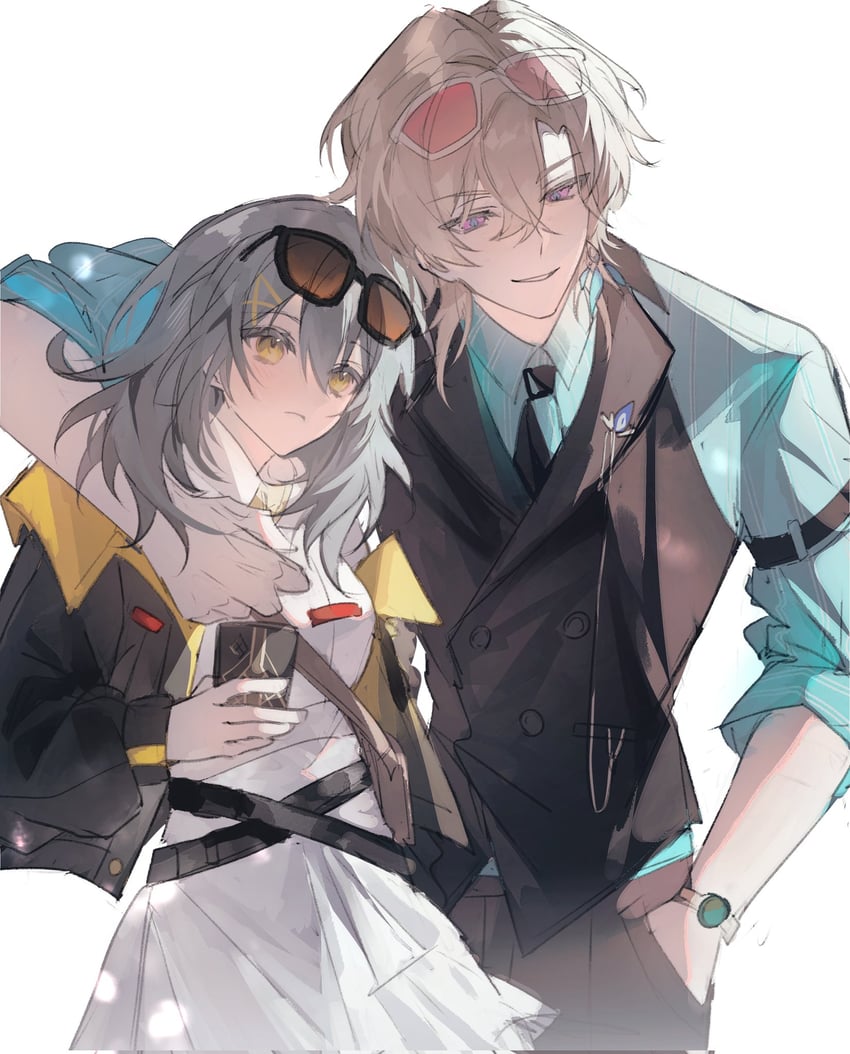 trailblazer, stelle, and aventurine (honkai and 1 more) drawn by yuzhilian