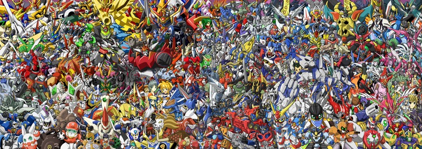 kos-mos, optimus prime, eva 01, keroro, zeta gundam, and 182 more (idolmaster and 237 more) drawn by kurosshu