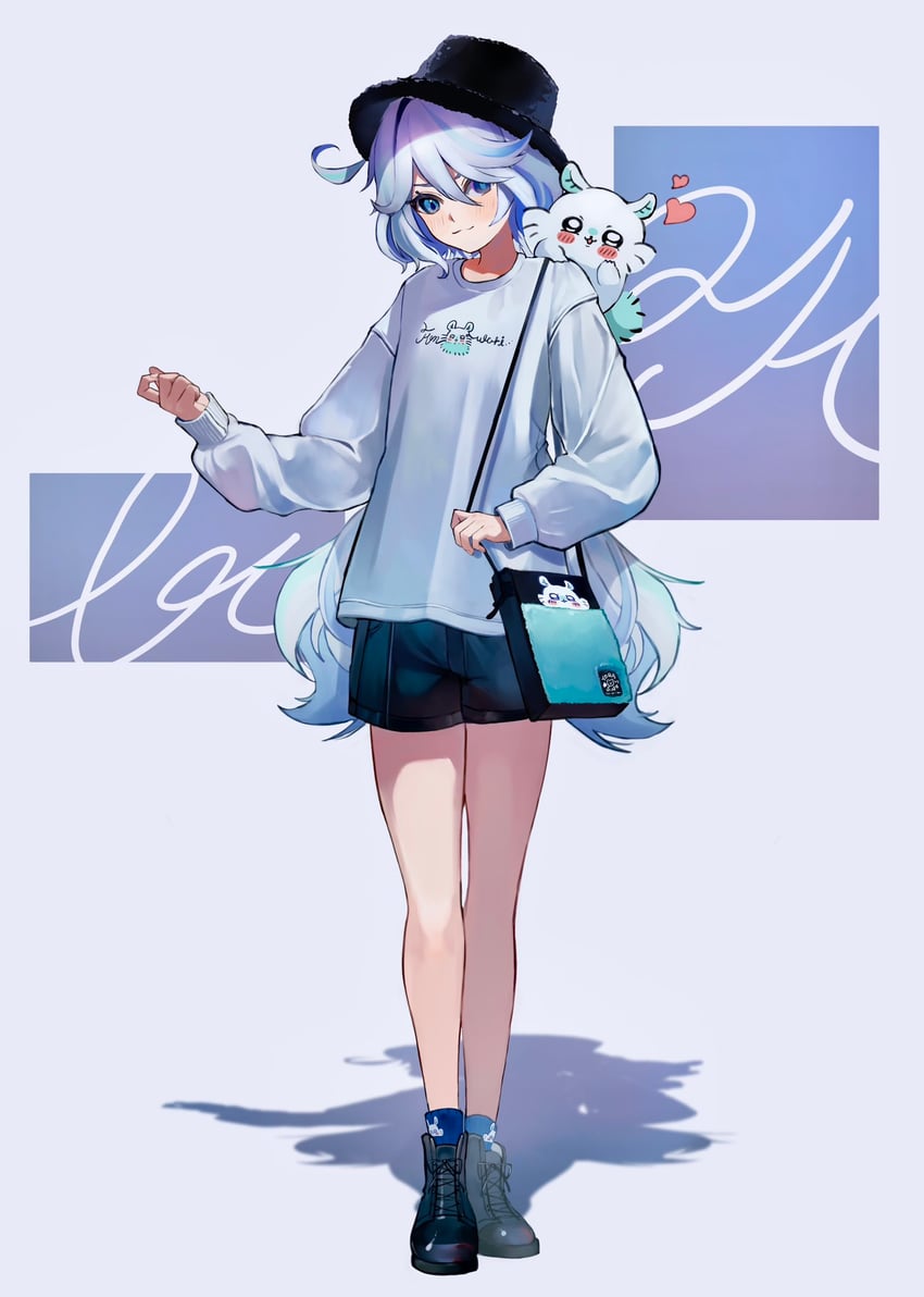 furina and momonga (genshin impact and 1 more) drawn by potetwo_2