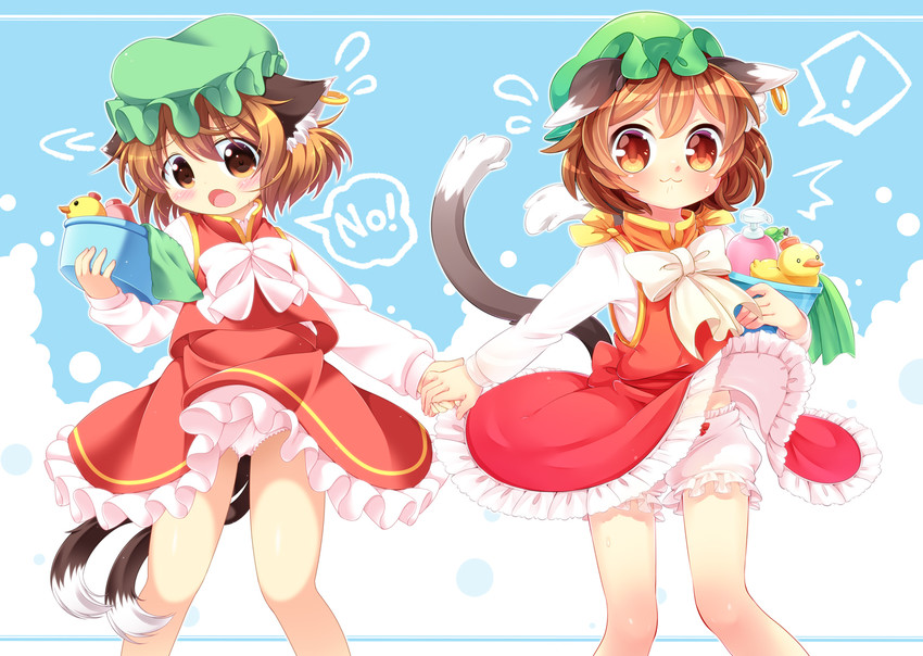 chen (touhou) drawn by ibaraki_natou and pila-pela