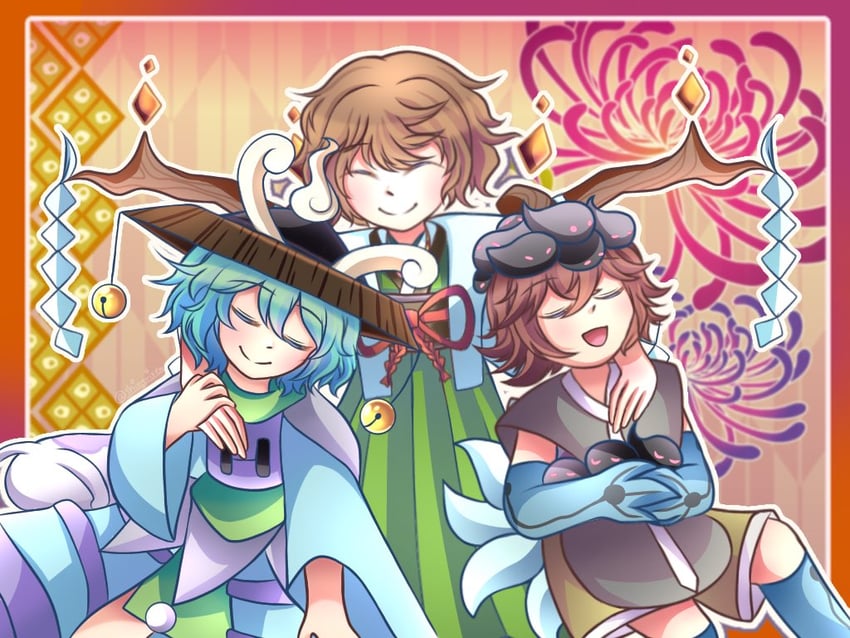 kesa kujiru, azuma kaisen, and ogata garaiya (len'en) drawn by aya_(shiny_vixen)