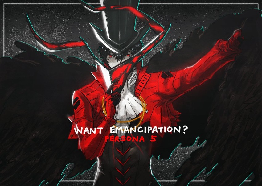 amamiya ren and arsene (persona and 1 more) drawn by yil