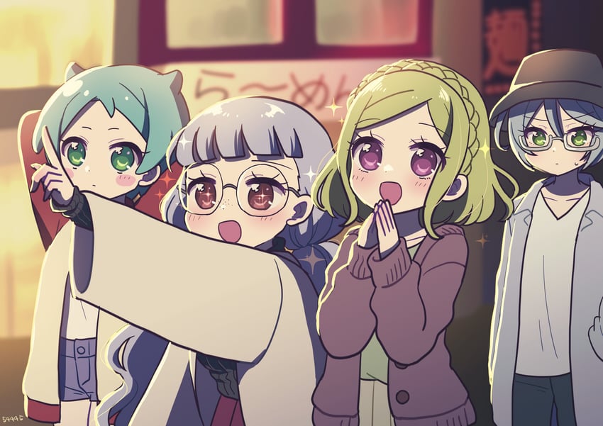 shikyoin hibiki, nijiiro nino, koda michiru, and midorikaze fuwari (pretty series and 2 more) drawn by koyoshi_yoko