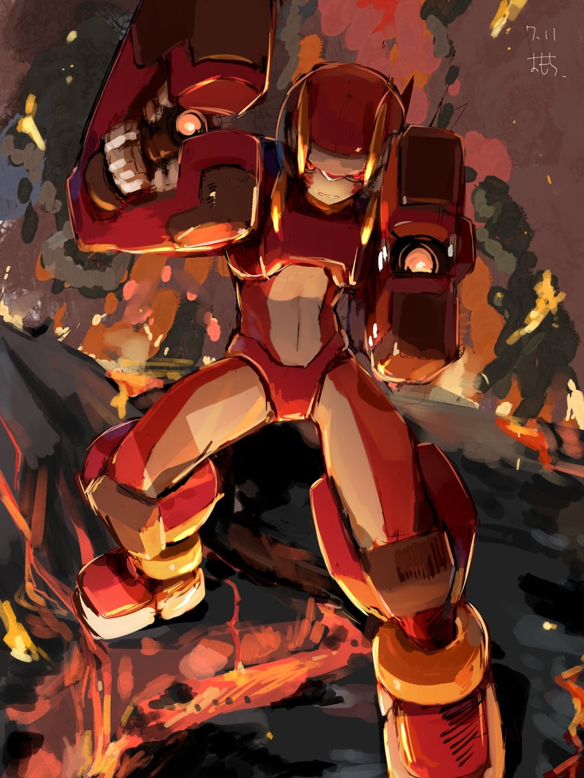 fighting fefnir (mega man and 1 more) drawn by omochi_(mochi_skymega)