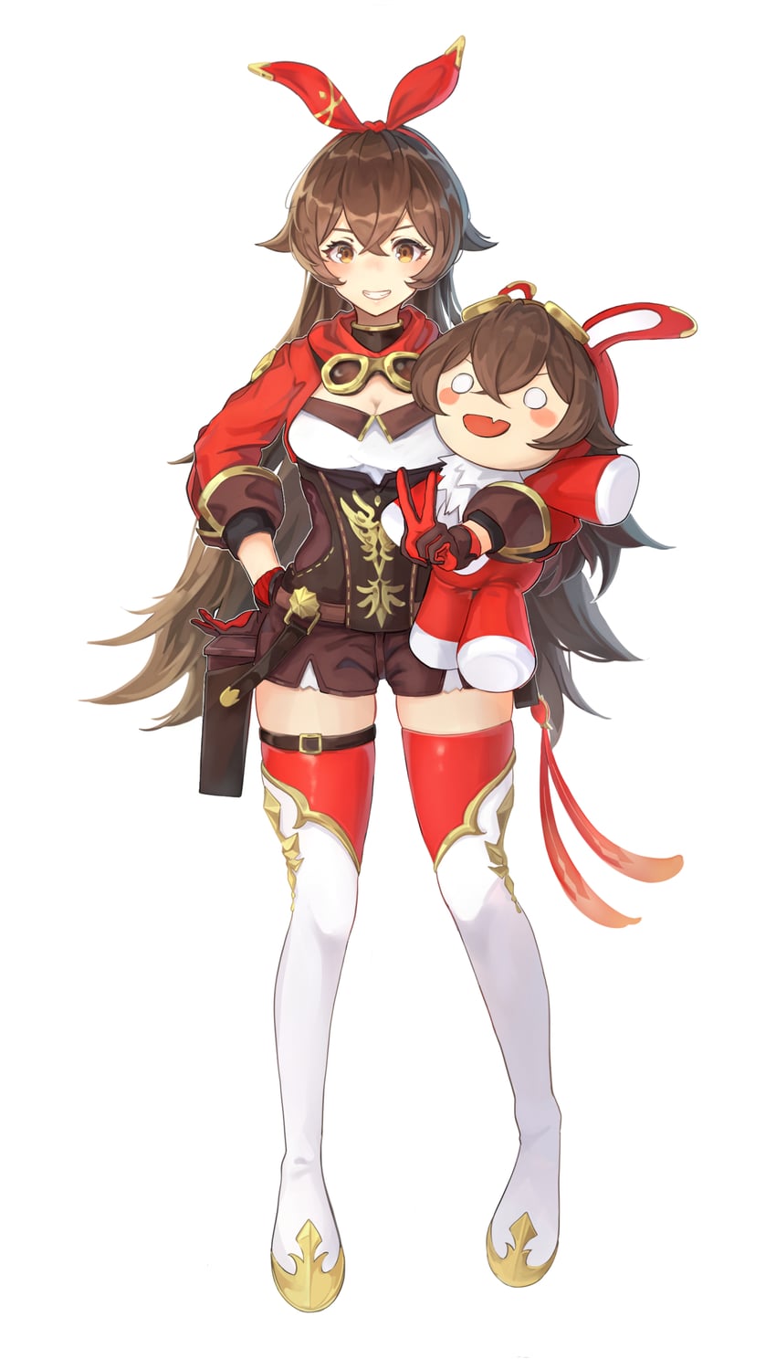 amber and baron bunny (genshin impact) drawn by suke_omi