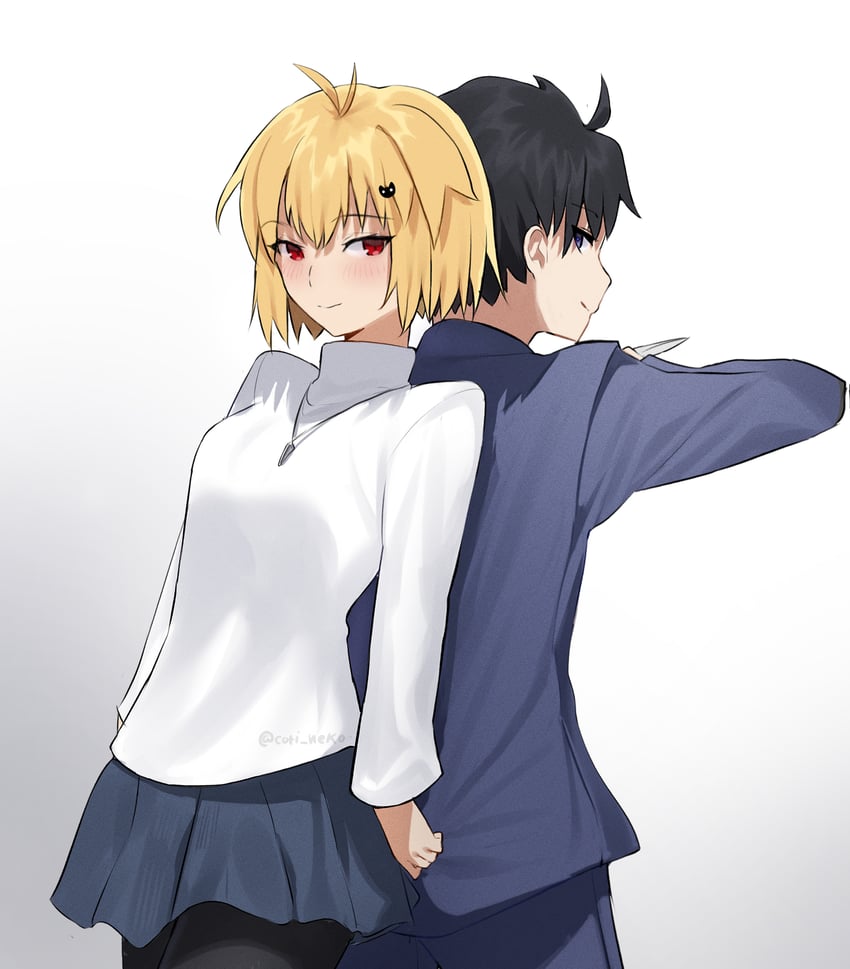 arcueid brunestud and tohno shiki (tsukihime) drawn by coti_neko