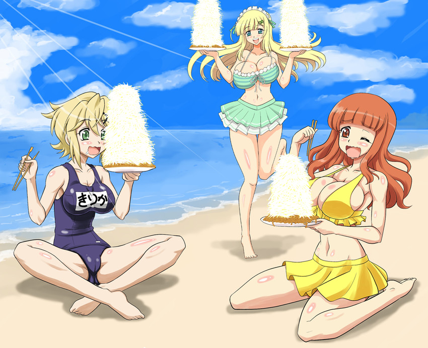 takebe saori, akatsuki kirika, yomi, and kayano ai (girls und panzer and 3 more) drawn by mutsuya