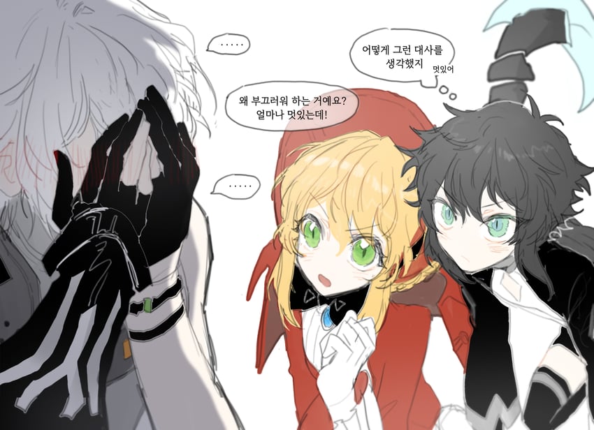 charlotte grace, mikhail blake, and nine (lord of heroes) drawn by leeee_ro