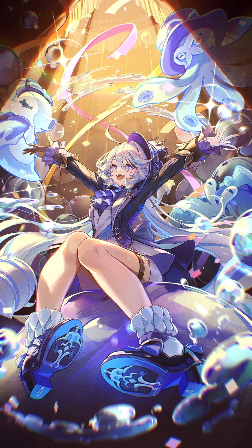 furina, surintendante chevalmarin, gentilhomme usher, and mademoiselle crabaletta (genshin impact) drawn by kyusoukyu