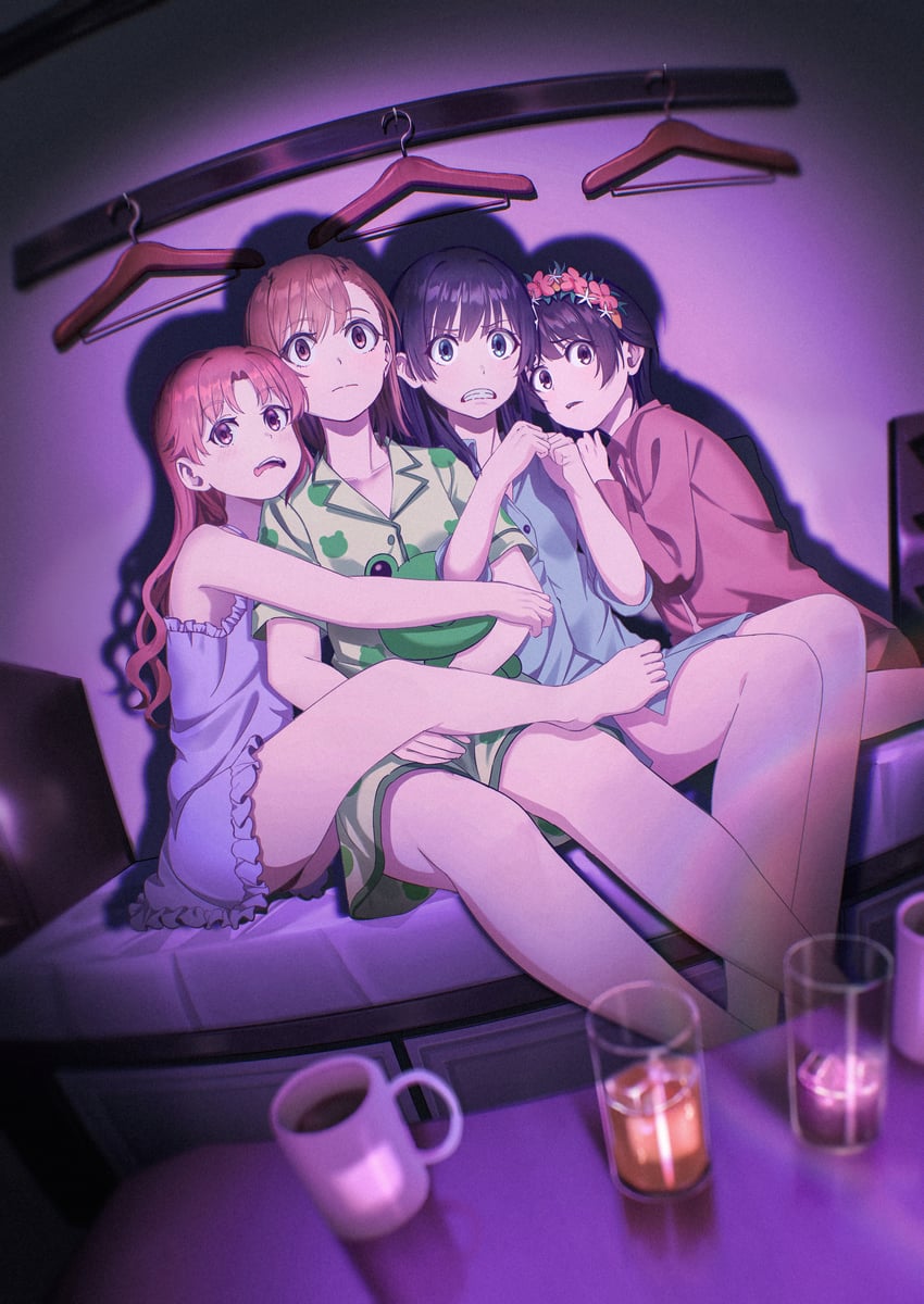 misaka mikoto, shirai kuroko, saten ruiko, uiharu kazari, and gekota (toaru majutsu no index and 1 more) drawn by pension_z