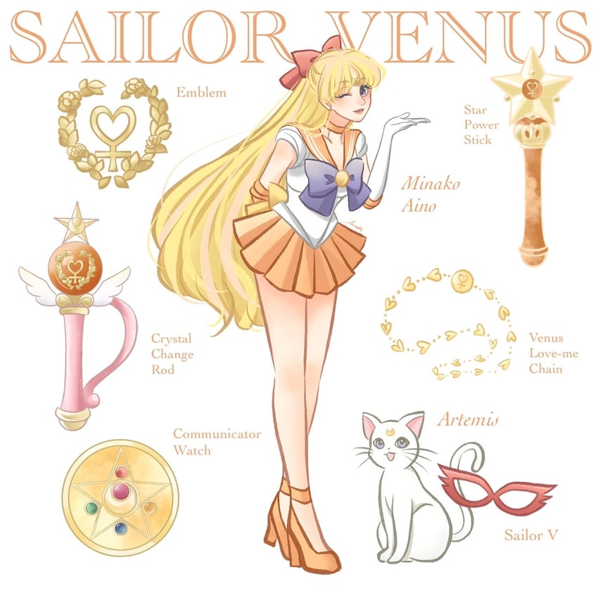 aino minako, sailor venus, and artemis (bishoujo senshi sailor moon and 1 more) drawn by yasu_kou