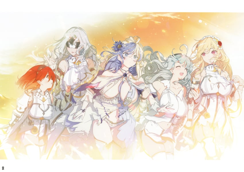 leo, kureha, ginrei, suiren, and tamayura (senran kagura and 1 more) drawn by yaegashi_nan