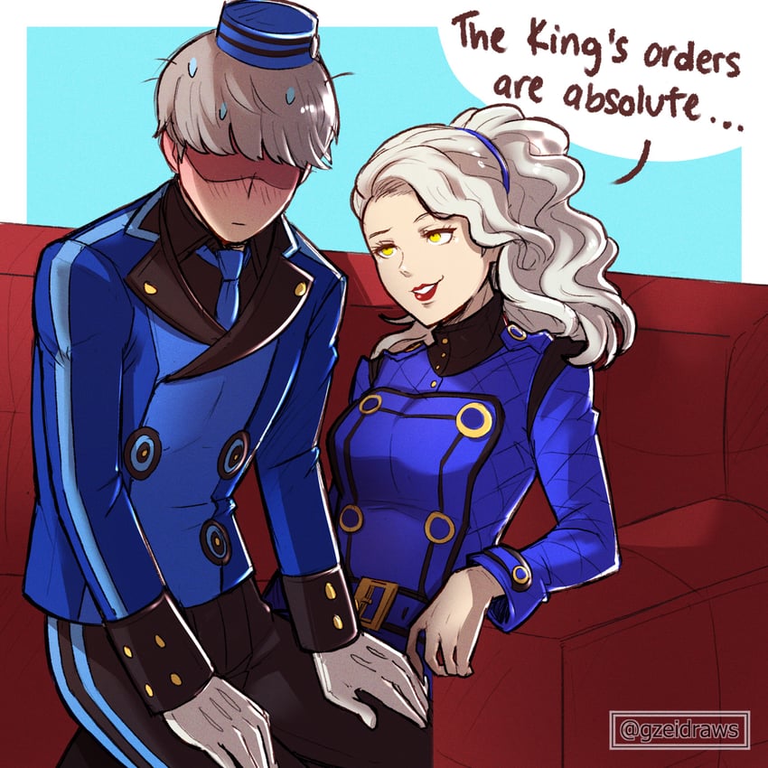 narukami yu and margaret (persona and 1 more) drawn by gzei