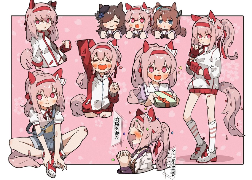 rice shower, mihono bourbon, and haru urara (umamusume) drawn by amonitto