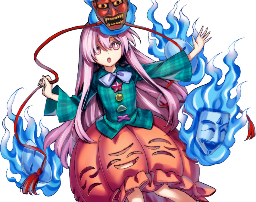 hata no kokoro (touhou and 1 more) drawn by harukawa_moe