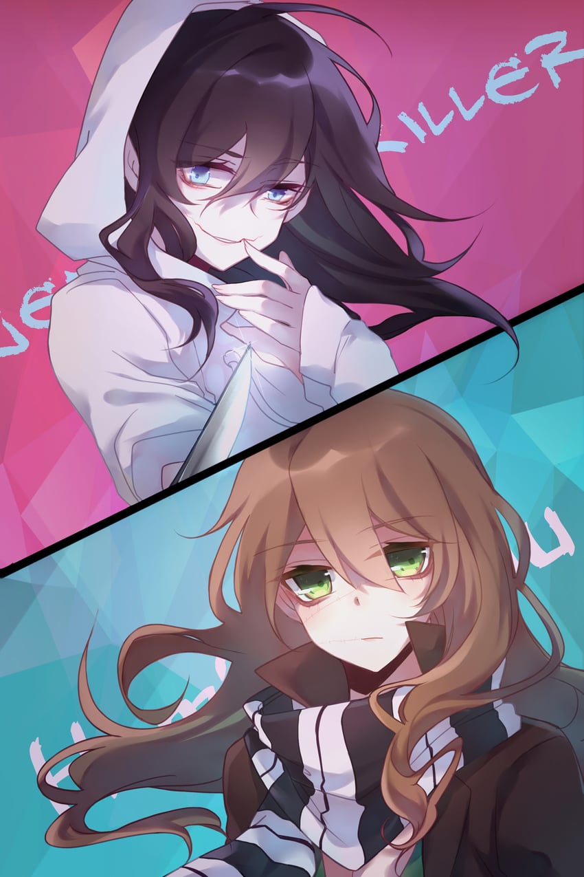 jeff the killer and homicidal liu (creepypasta) drawn by 779762391_(lofter)