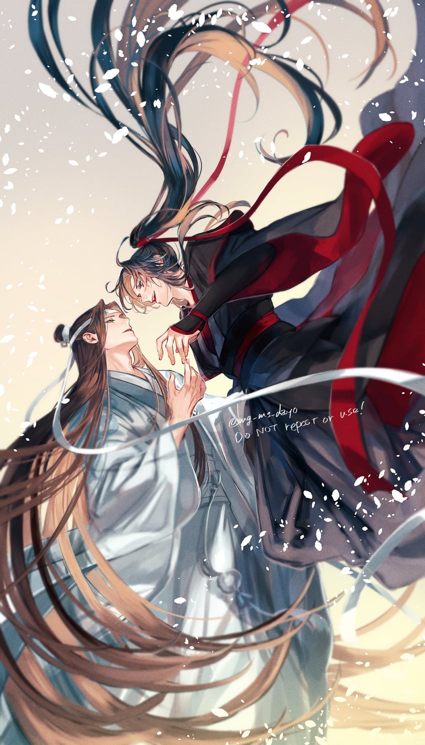 wei wuxian and lan wangji (modao zushi) drawn by mg_ms_dayo