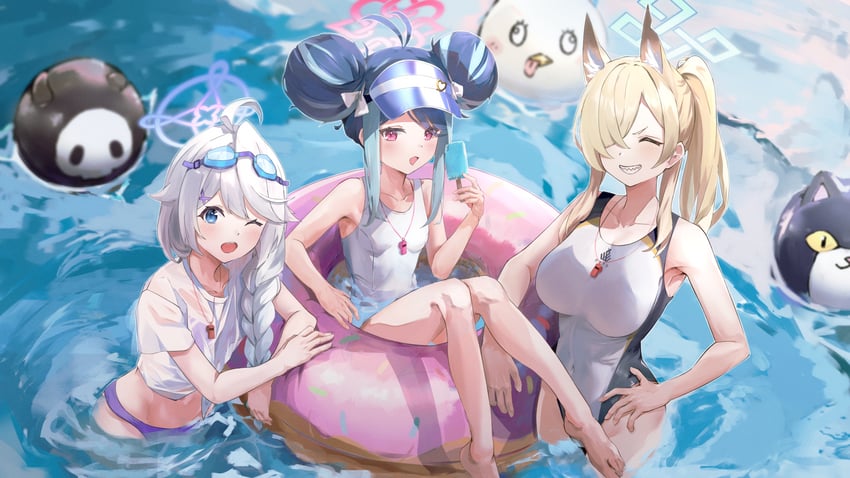 kanna, peroro, fubuki, kirino, skullman, and 1 more (blue archive) drawn by hijigon