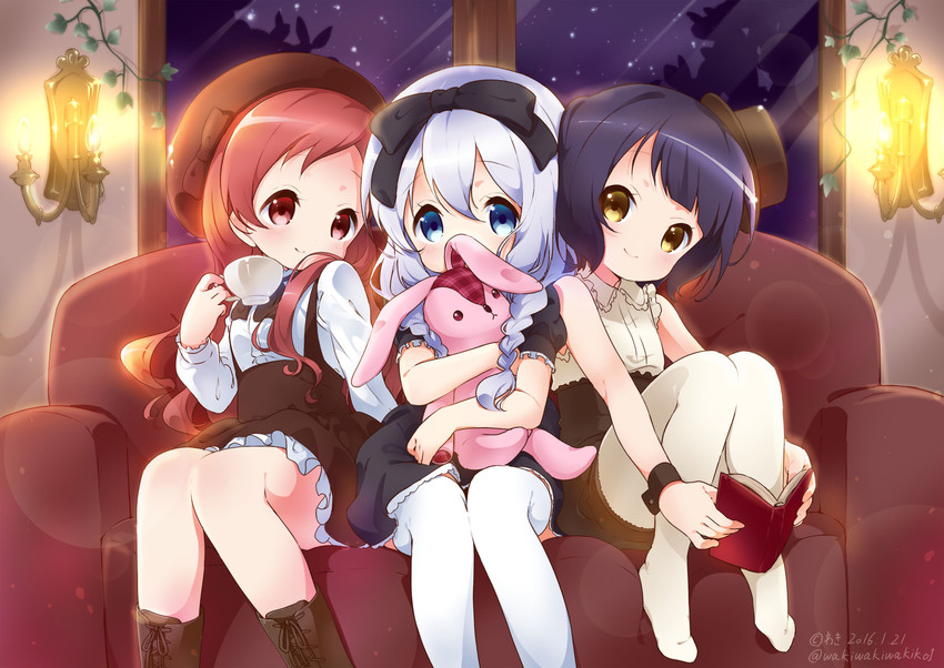 kafuu chino, jouga maya, and natsu megumi (gochuumon wa usagi desu ka?) drawn by neki_(wakiko)