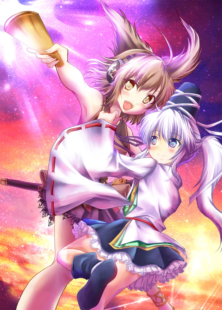 toyosatomimi no miko and mononobe no futo (touhou) drawn by izumi_akane