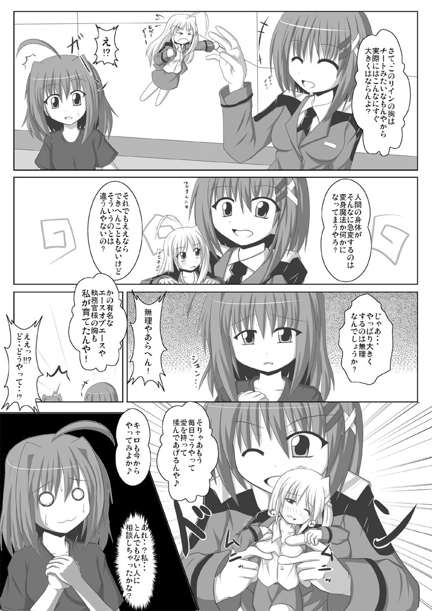 yagami hayate, reinforce zwei, and caro ru lushe (lyrical nanoha and 1 more) drawn by yuuki_shougo