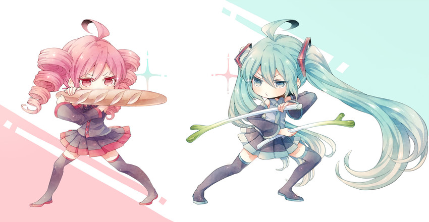 hatsune miku and kasane teto (vocaloid and 1 more) drawn by niwako