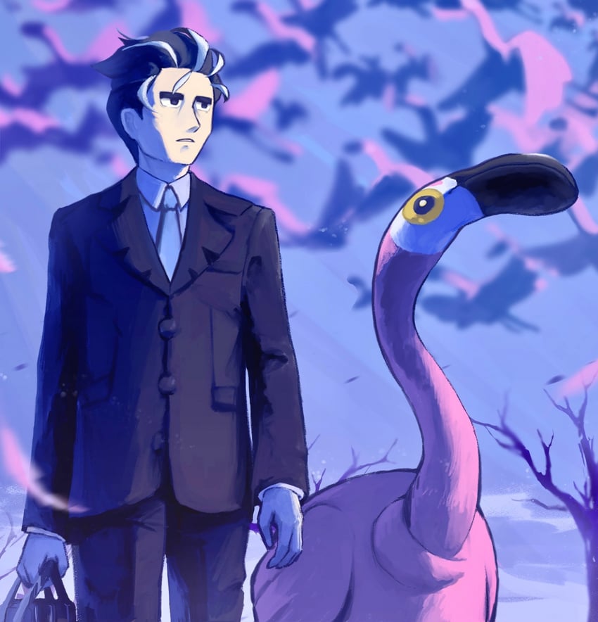 larry and flamigo (pokemon and 1 more) drawn by keekee_(rakugakizonbi)