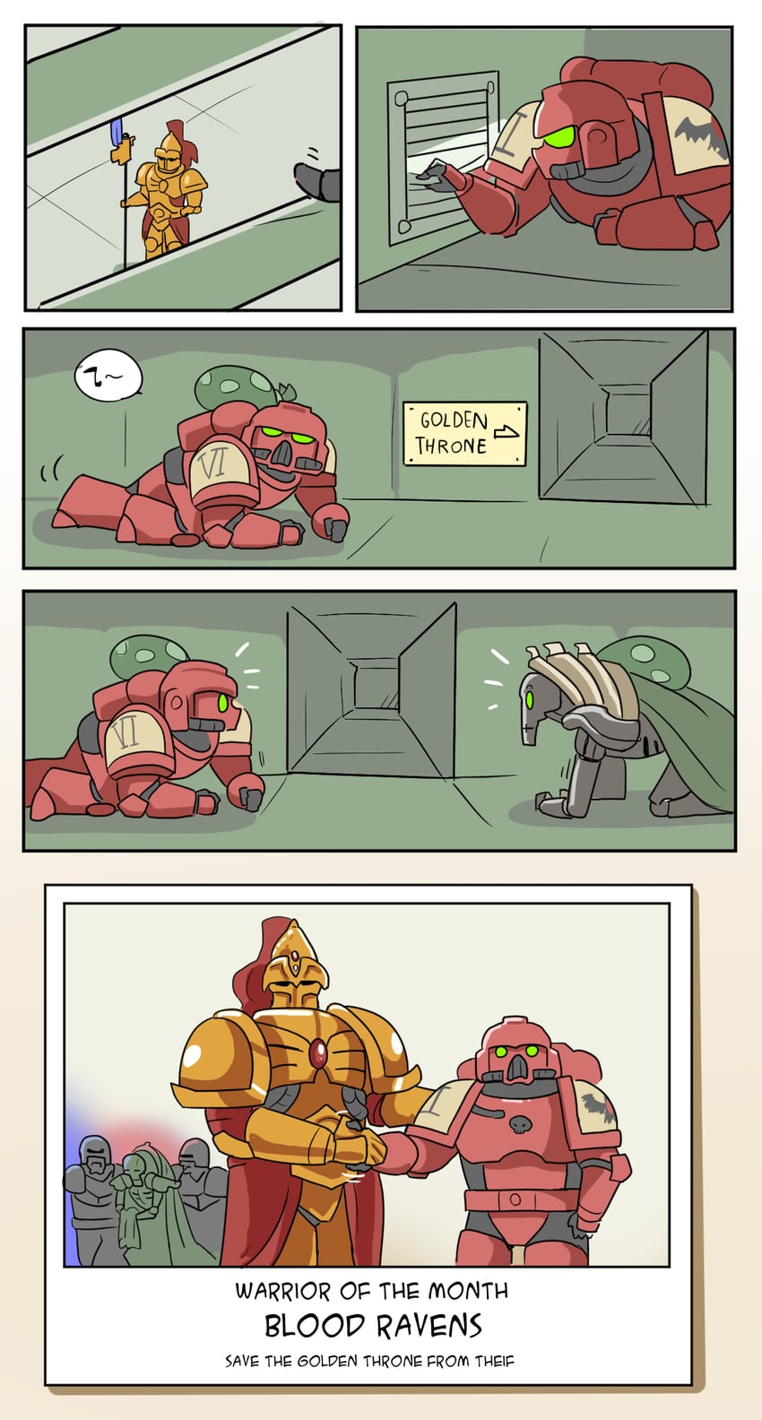 adeptus astartes, adeptus custodes, and trazyn the infinite (warhammer 40k and 1 more) drawn by mick19988