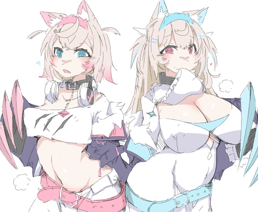 fuwawa abyssgard and mococo abyssgard (hololive and 1 more) drawn by grilled_saba