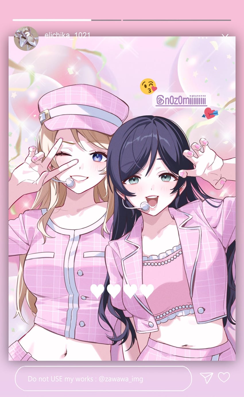 tojo nozomi and ayase eli (love live! and 2 more) drawn by zawawa_(satoukibi1108)