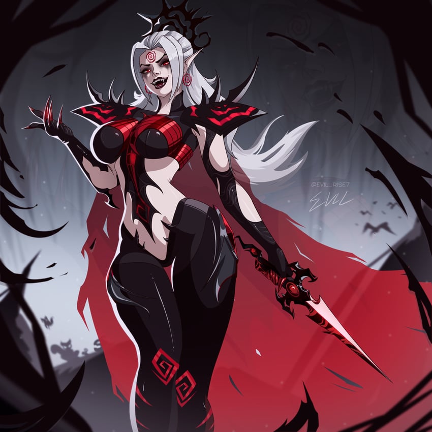 hela (marvel and 1 more) drawn by evil_rise7