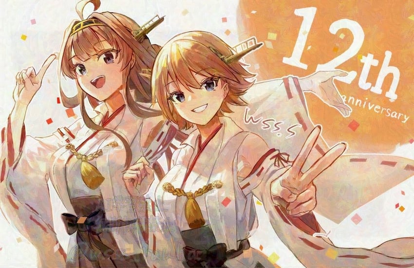 kongou, hiei, kongou kai ni, and hiei kai ni (kantai collection) drawn by wss_(nicoseiga19993411)